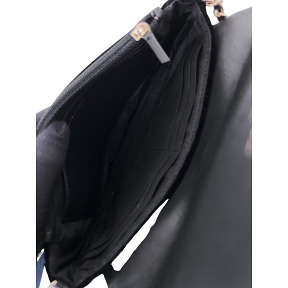 CHANEL  Half Moon  Black Velvet Leather Wallet on Chain Clutch Shoulder Bag Auth - Picture 15 of 16